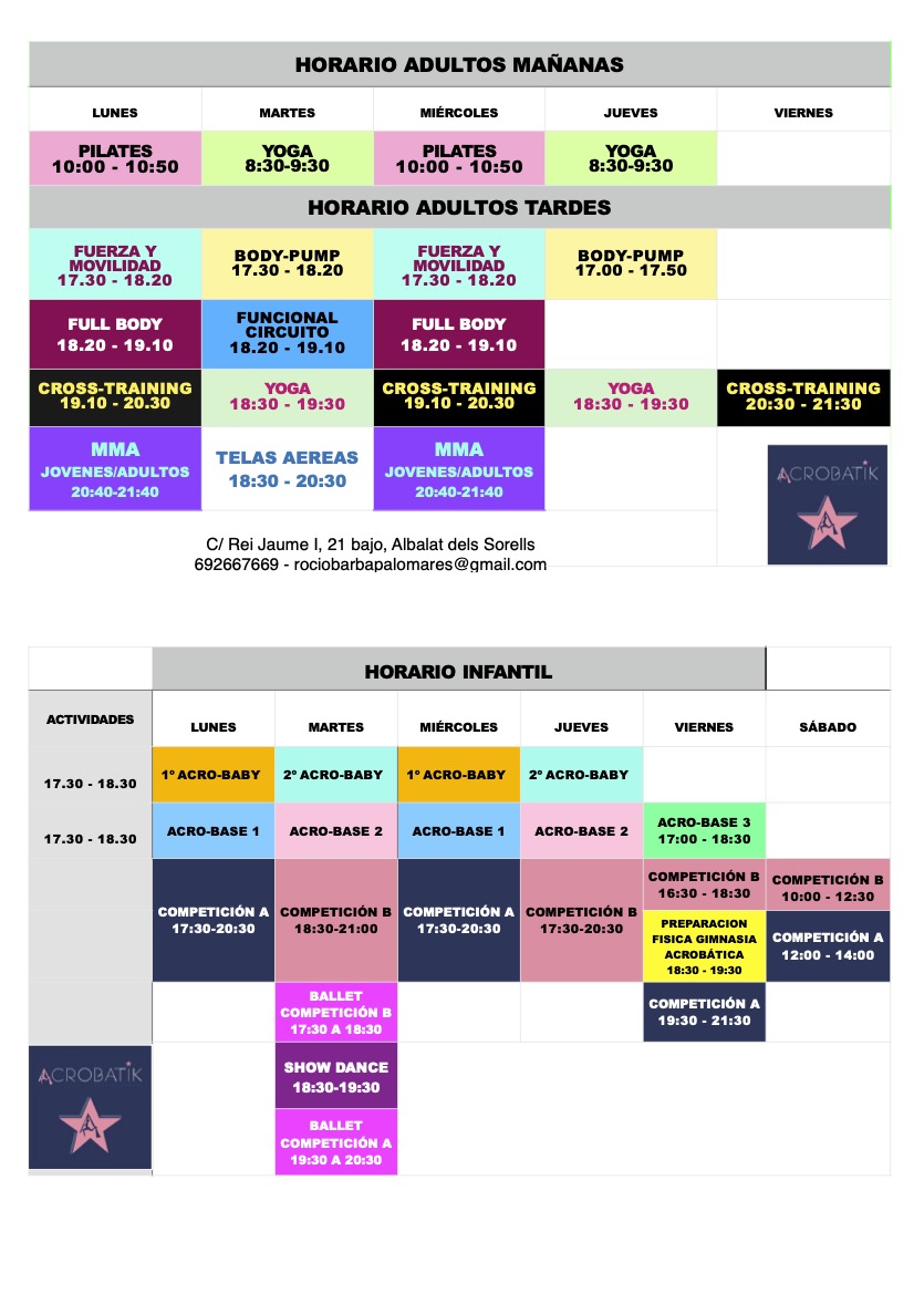 Calendario de horarios